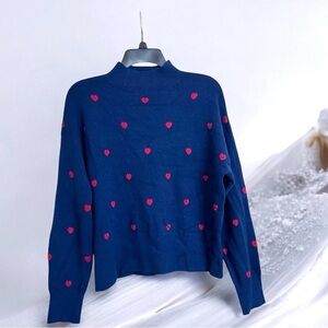 TRUTH by‎ Republic Sweater Crew Neck Pullover  Long Sleeves Hearts Viscose Blend